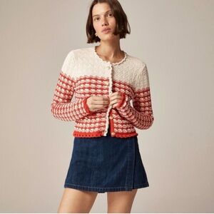 J. Crew Textured Lady Jacket Button Front Cardigan Blazer Sand Red Size L Womens